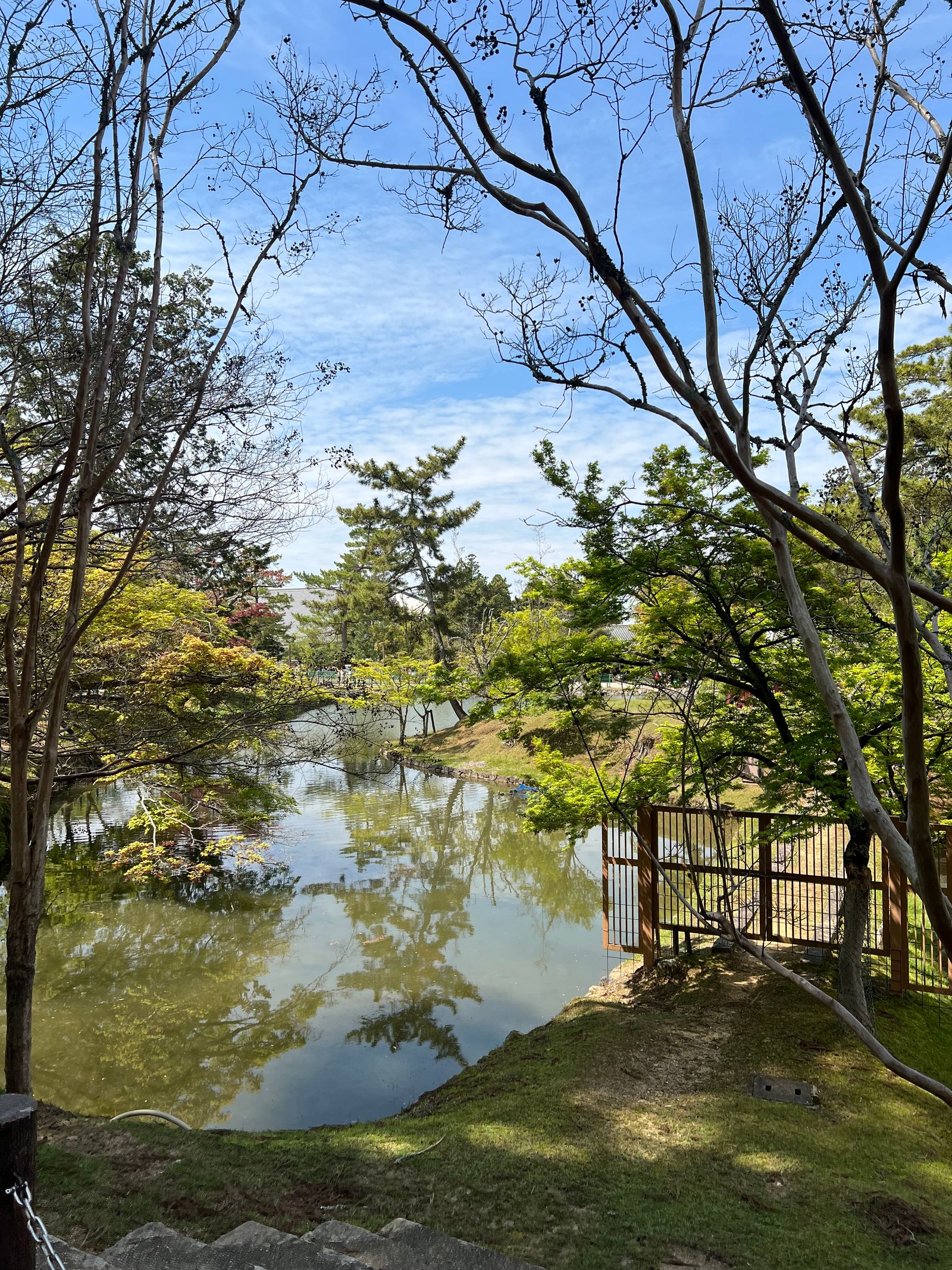 Kenrokuen-style Japanese garden with a still pond